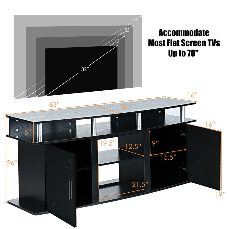  TV stand with fireplace compatibility and removable shelf