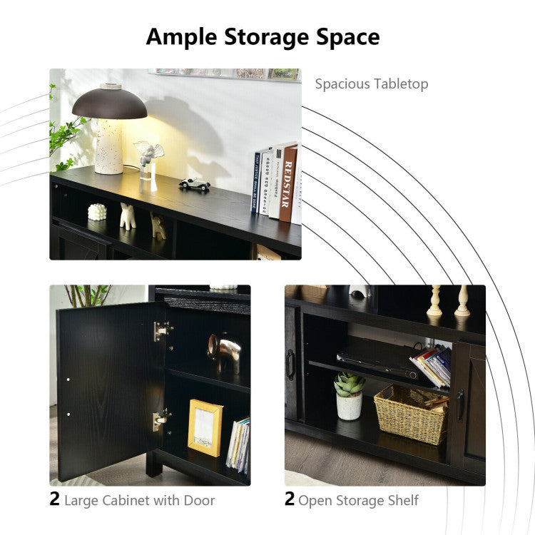 Electric fireplace-ready TV stand with open compartments and storage