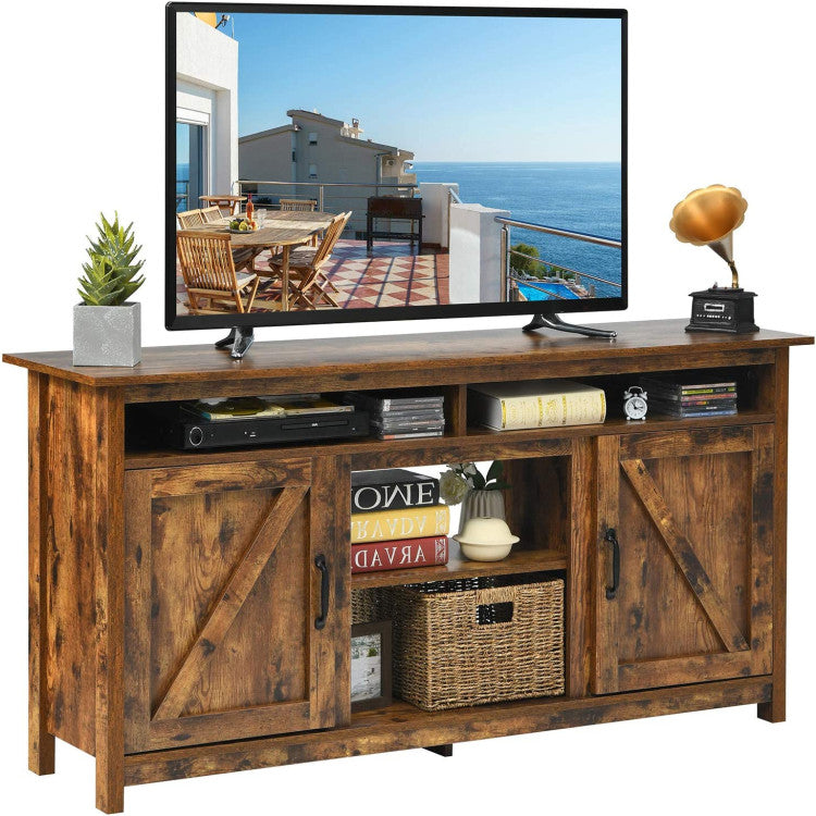 TV stand with middle shelf removed for electric fireplace insert