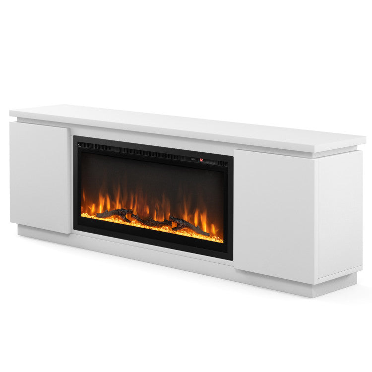 TV unit with built-in electric fireplace for living room