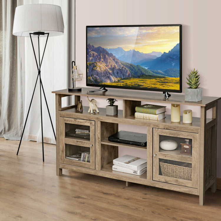 TV Unit with Electric Fireplace and Storage