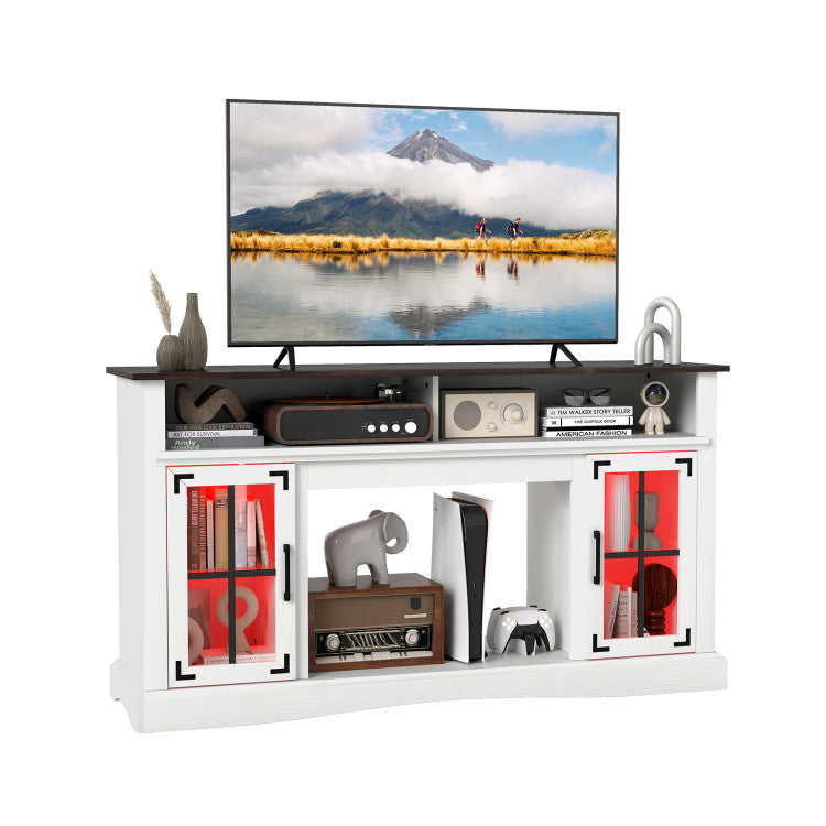 tv-unit-with-fireplace-shelf-and-glass-doors