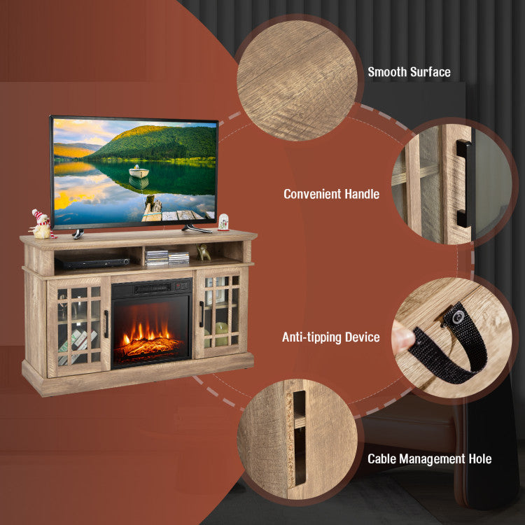  Storage cabinets on fireplace TV unit