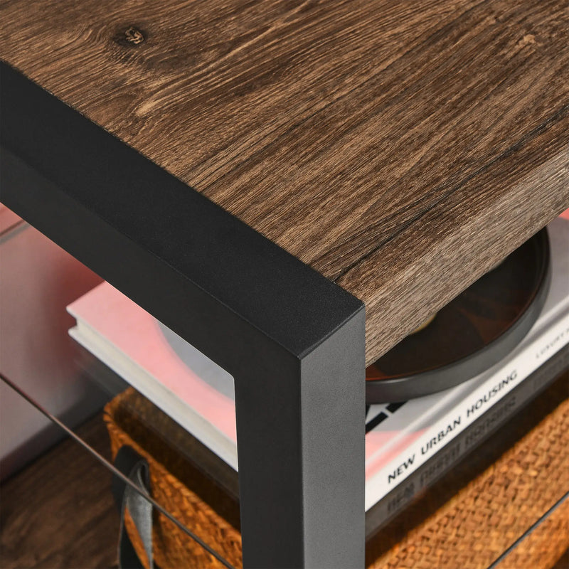 TV wall unit with fireplace, remote control, and storage compartments