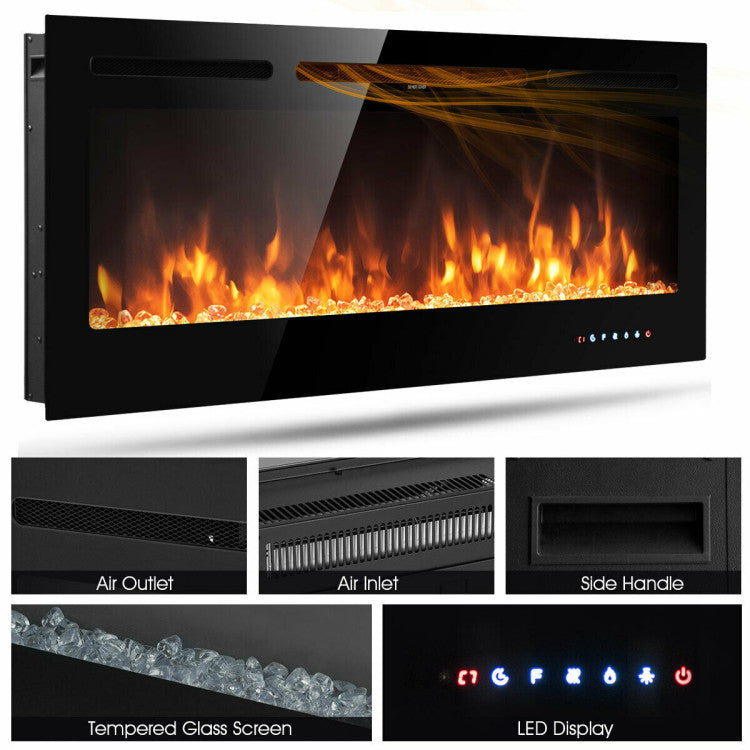 Ultra slim black framed electric fireplace for modern interiors