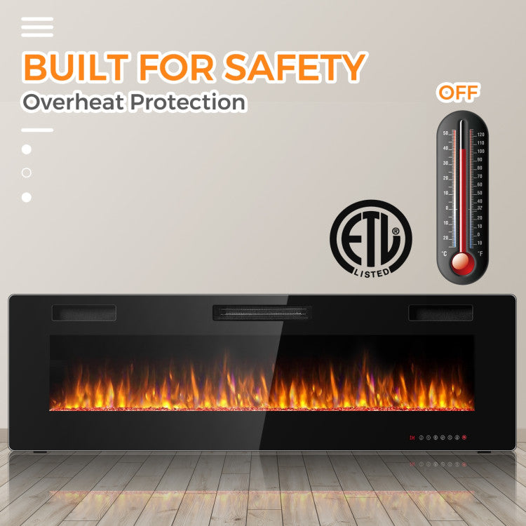 Ultra thin 3.86 inch profile of electric inset fireplace