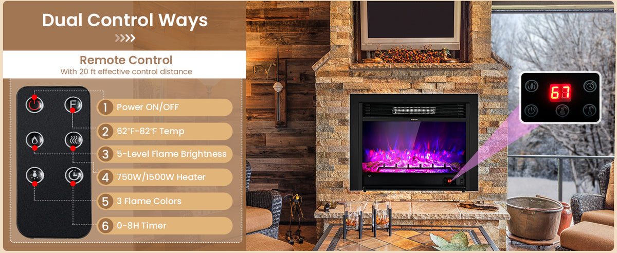 Ultra-thin wall-mounted fireplace for modern living room