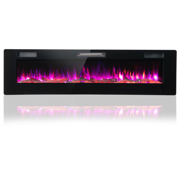 Ultra-Thin 60 Inch Electric Fireplace Recessed Wall Mounted