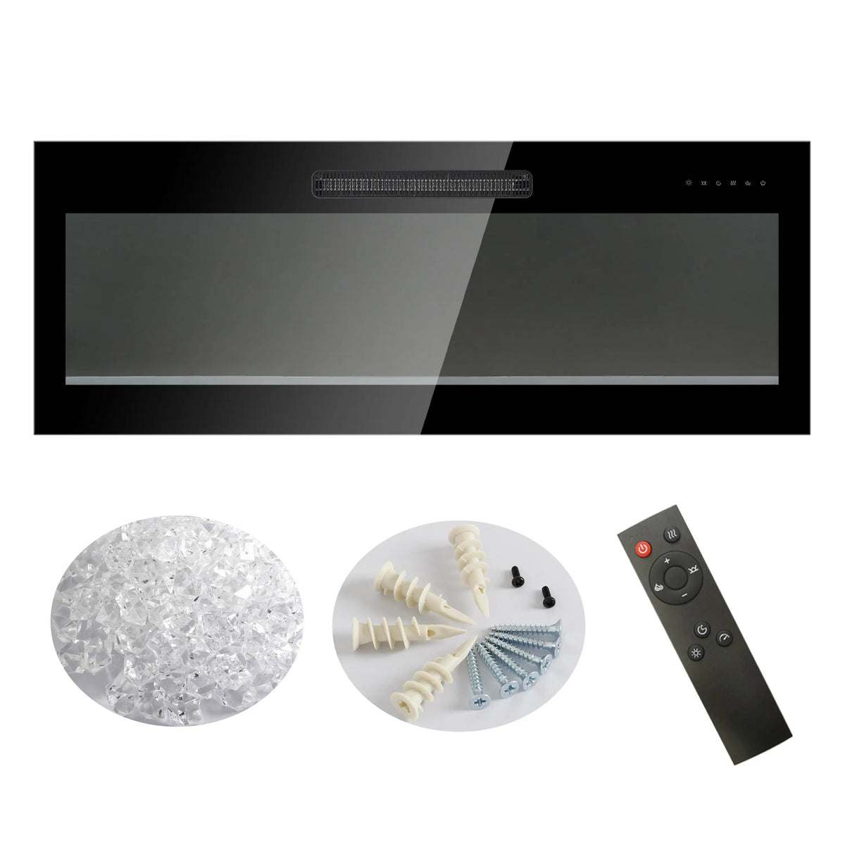Wall-mounted electric fireplace with heater for up to 400 sq. ft.