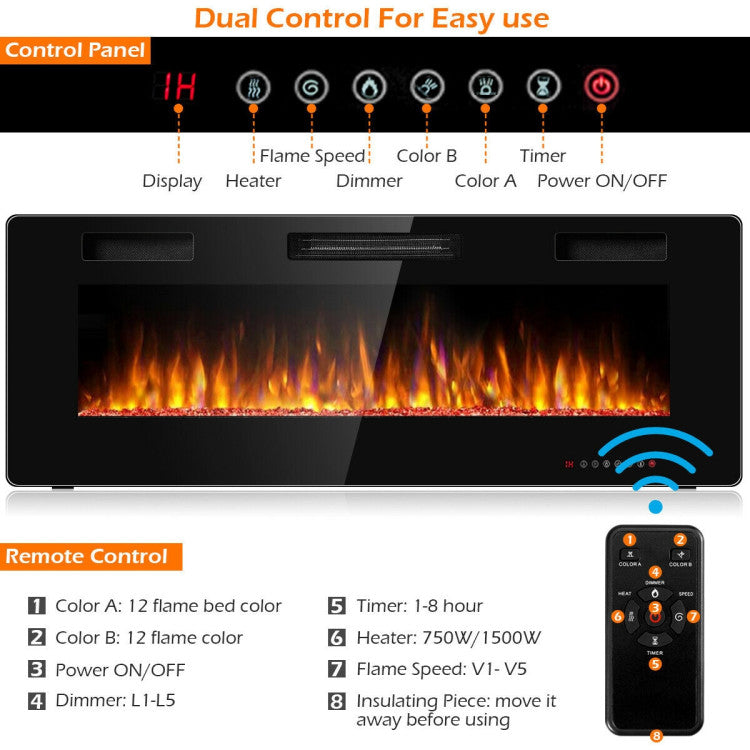 Recessed wall insert electric fireplace