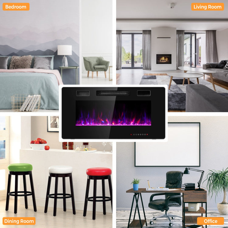 Wall Insert Fireplace with Crystal Bed Decor