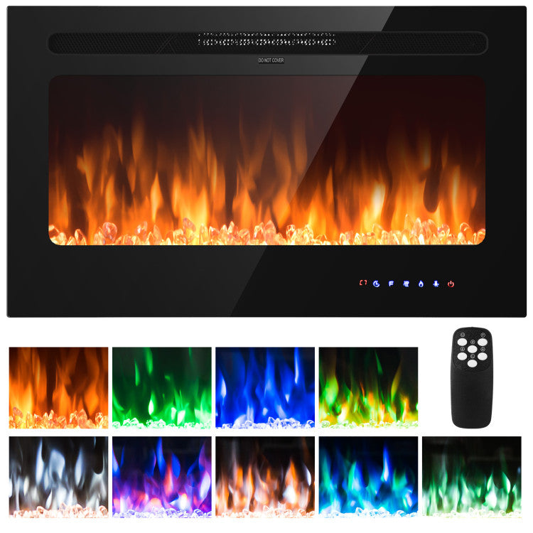 Thermostat settings from 62℉ to 82℉ on recessed electric fireplace