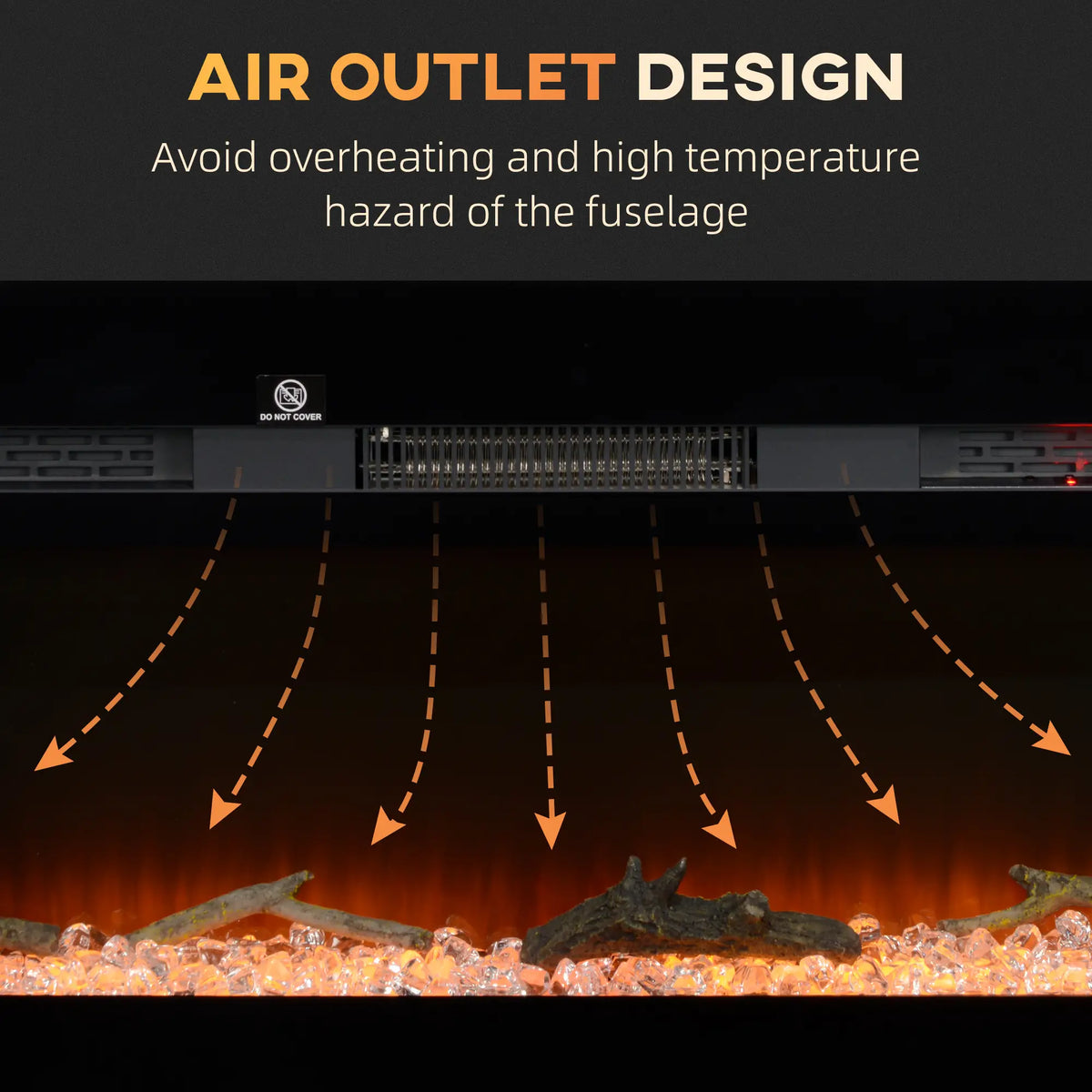 Wall-mounted and recessed electric fireplace with realistic flames