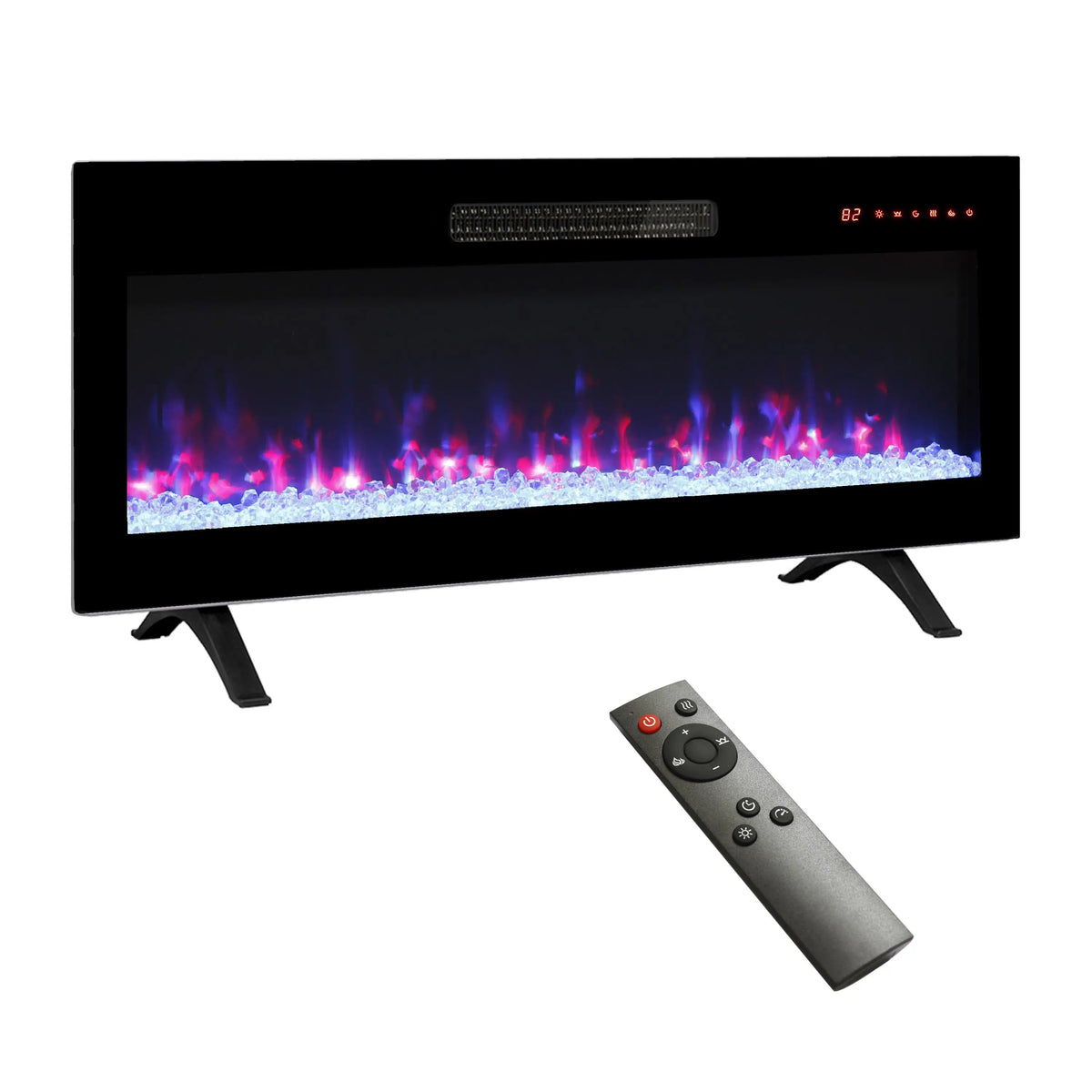 36-inch wall-mounted electric fireplace with tempered glass front
