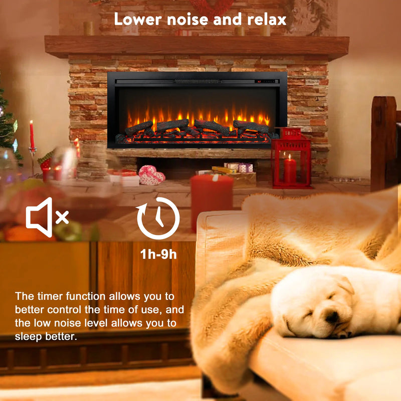 Wall-Mounted Electric Fireplace Insert for Home