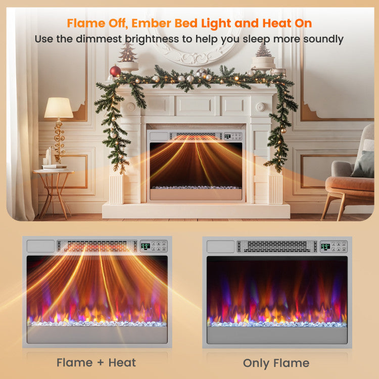Wall-mounted recessed fireplace insert for modern homes