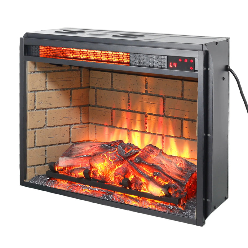Wall-mounted electric fireplace insert with remote control