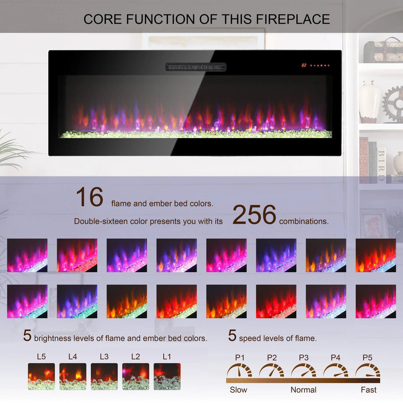 Wall-mounted electric fireplace with remote control