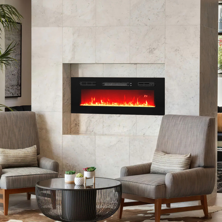 Wall Mounted Electric Fireplace with LED Lights