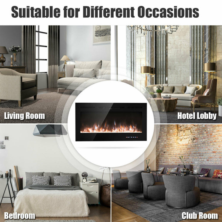 Flush electric fireplace insert with 750W/1500W heat modes