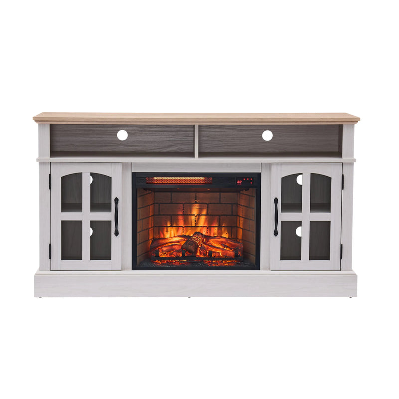 White Entertainment Center with Built-In 23" Electric Fireplace